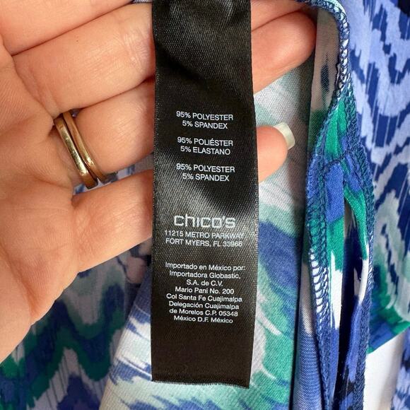 Chico’s Travelers Women’s 1 (M) Open Front Cardigan Blue Slinky Tunic Length EUC - Picture 6 of 10